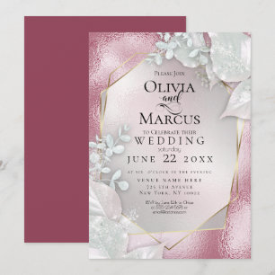 WEDDING   Pale Burgundy Pearl Shimmer Invitation