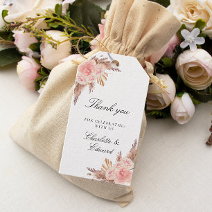 Wedding pampas grass blush rose gold thank you gift tags