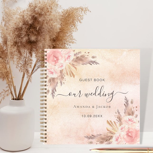 Wedding pampas grass rose gold guest book (Creator Uploaded)