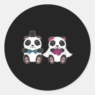 Wedding Panda Bear Bride Groom Married Honeymoon M Classic Round Sticker