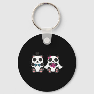 Wedding Panda Bear Bride Groom Married Honeymoon M Key Ring