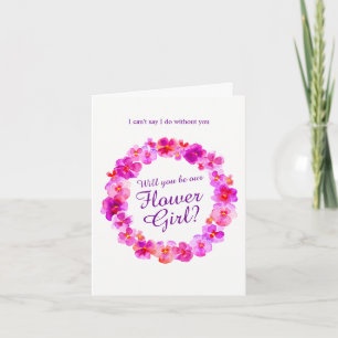 Wedding pansy pink will you be my flower girl? invitation