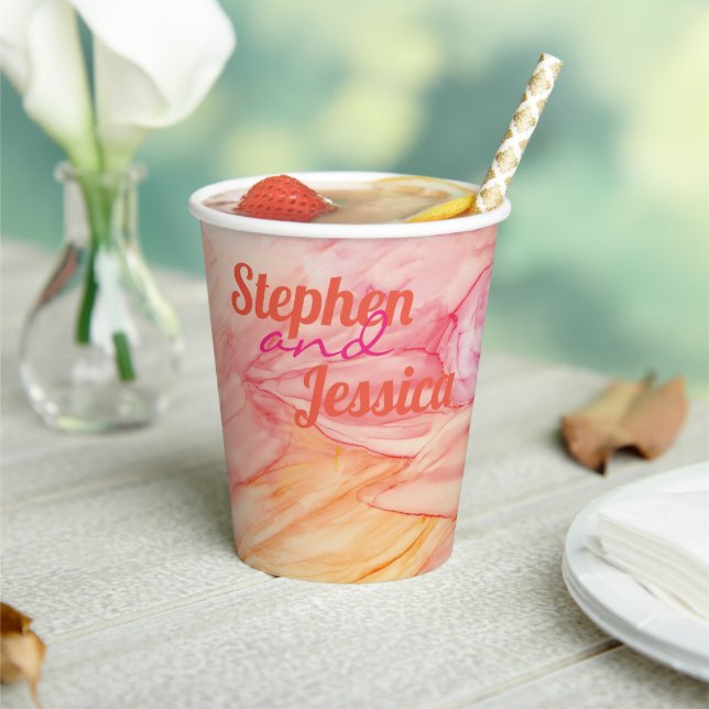 Wedding Paper Cup Pinkish Flowers (Insitu)