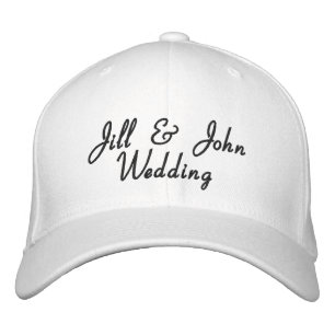 Wedding Party Bride & Groom Names White Hat