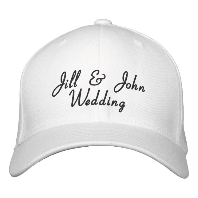 Wedding Party Bride & Groom Names White Hat (Front)
