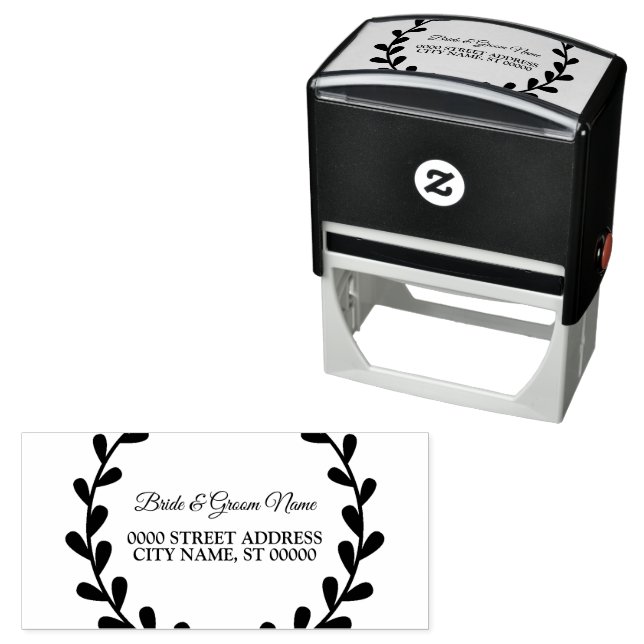 Wedding Party Elegant Leaves Self-inking Stamp (In Situ)