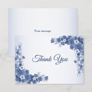 Wedding Party Floral Blue Grey White Rustic Thank You Card
