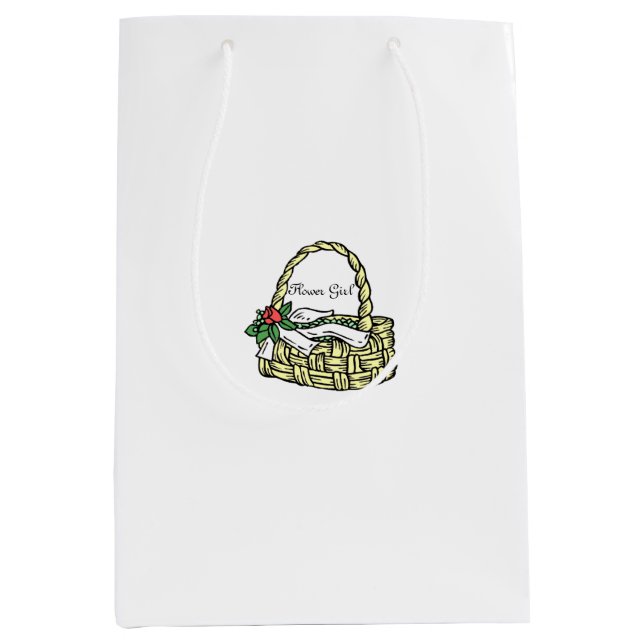 Wedding Party Flower Girl Basket White Gift Bag (Front)