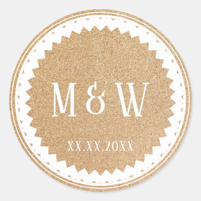 Wedding Party Gold Glitter Classic Classic Round Sticker (Front)