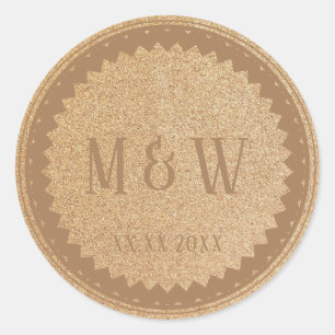 Wedding Party Gold Glitter Classic Round Sticker
