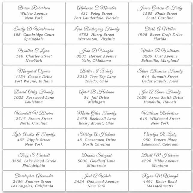 Wedding Party Guest Address Label Sticker (Front)