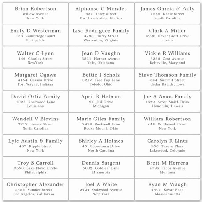 Wedding Party Guest Address Label Sticker (Front)