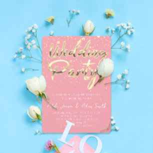 Wedding Party Instant Download Blush Gold Invitation