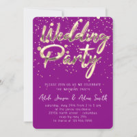 Wedding Party Instant Download Purple Gold 