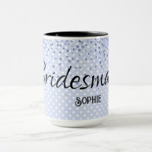 Wedding Party Name Blue Dots Glitter Mug
