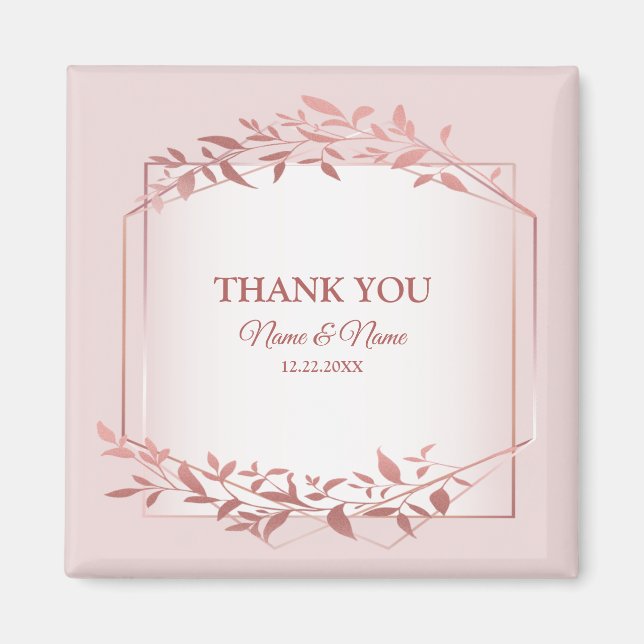 Wedding Party Peach Pink Leaves Modern Magnet (Front)