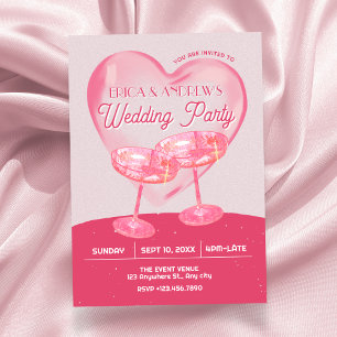 Wedding Party Pink grunge cheers Invitation