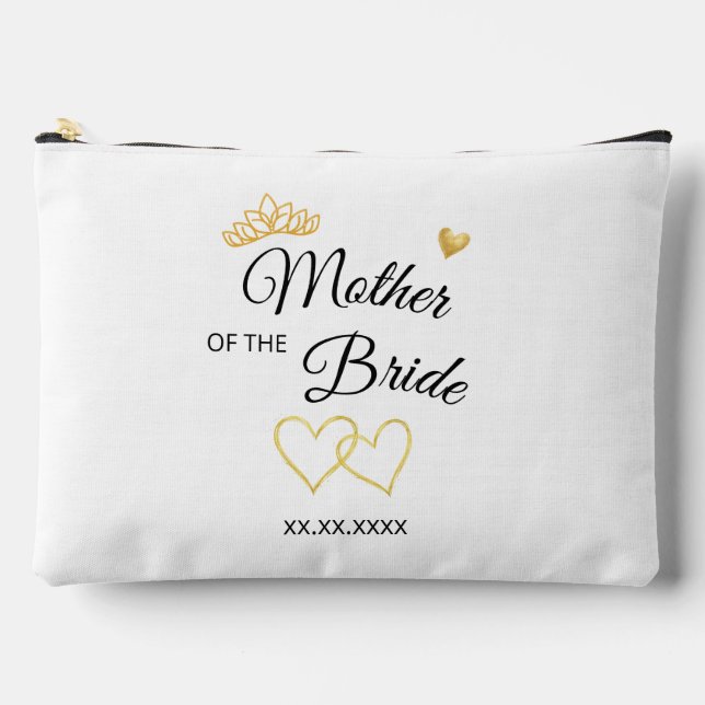 Wedding Party Role & Date Elegant Design Accessory Pouch (Front)