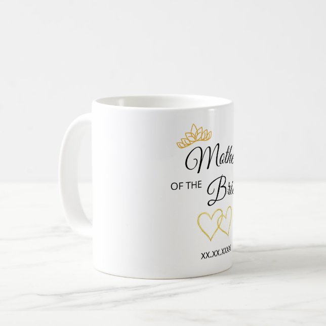 Wedding Party Role & Date Elegant Design Coffee Mug (Front Left)
