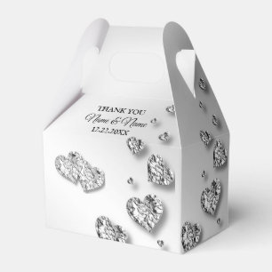 Wedding Party Silver Hearts Grey Elegant Favour Box