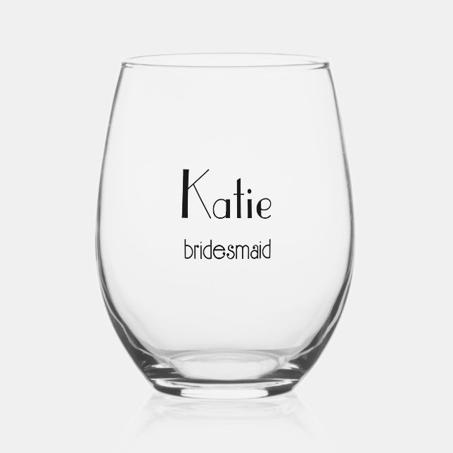 Wedding Party Stemless Wine Glass (Front)