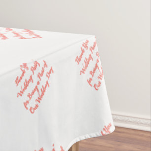 Wedding Party Table Coral Typography  Tablecloth