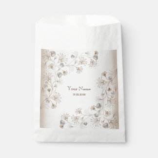 Wedding Party Tan Floral Heart Beige Elegant Favour Bag