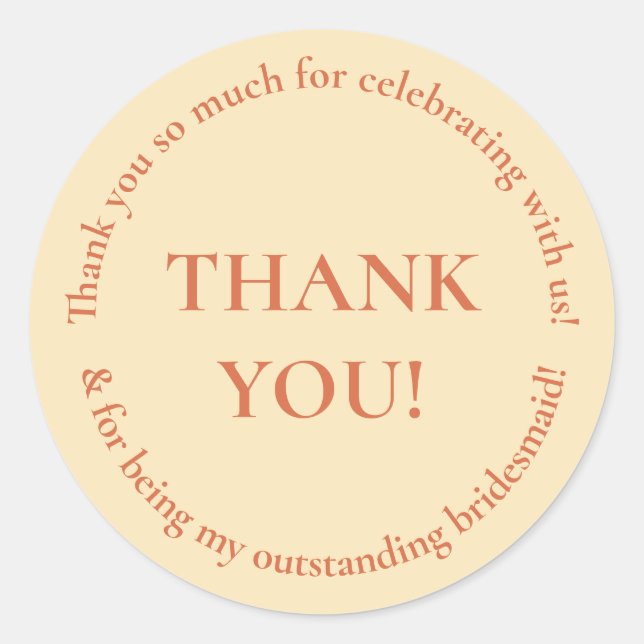 Wedding Party Thank You Wedding Favour Sticker (Front)