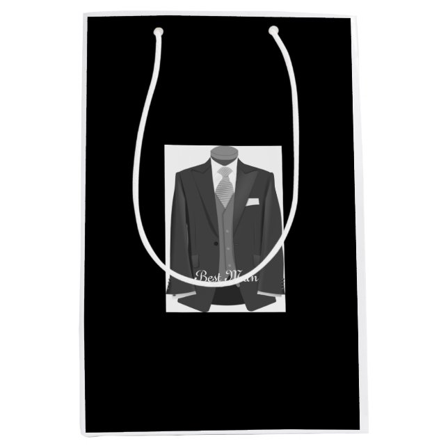 Wedding Party Tuxedo Best Man Black Gift Bag (Front)