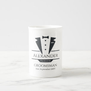 Wedding Party Tuxedo Gifts Groomsman Bone China Mug