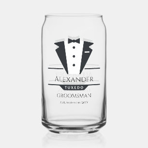 Wedding Party Tuxedo Gifts Groomsman   Can Glass