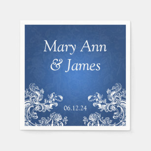 Wedding Party Vintage Swirls 2 Sapphire Blue Napkin