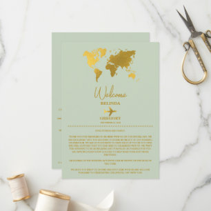 Wedding Passport Sage Green Gold Itinerary Program
