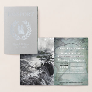 wedding passport silver foil card