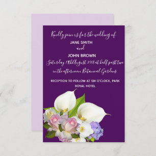 Wedding  pastel floral and purple theme invitation