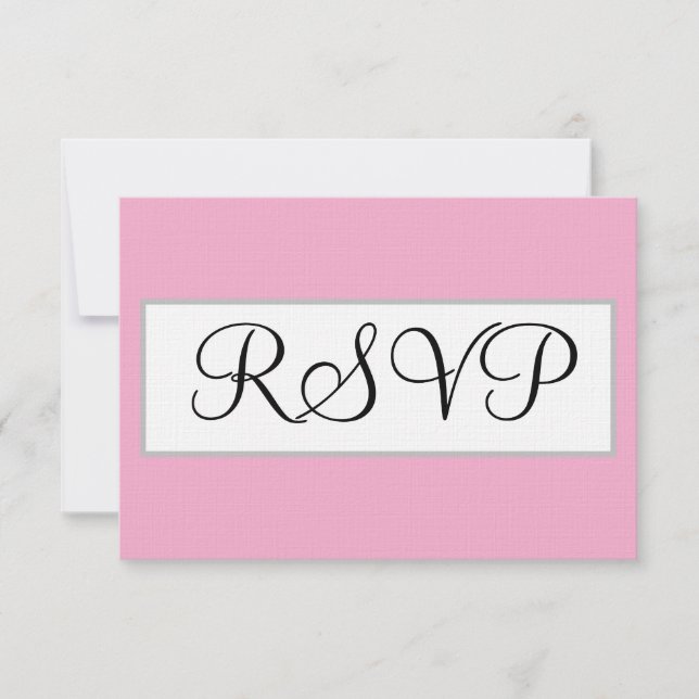 Wedding Pastel Pink Silver RSVP Card (Front)