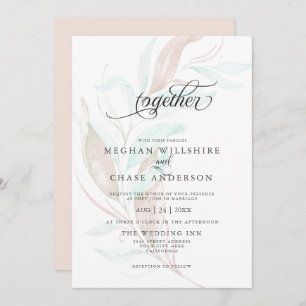WEDDING Pastel Watercolor Wispy Foliage Invitation