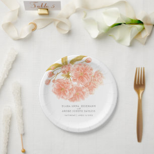 Wedding peach blossom custom paper plate