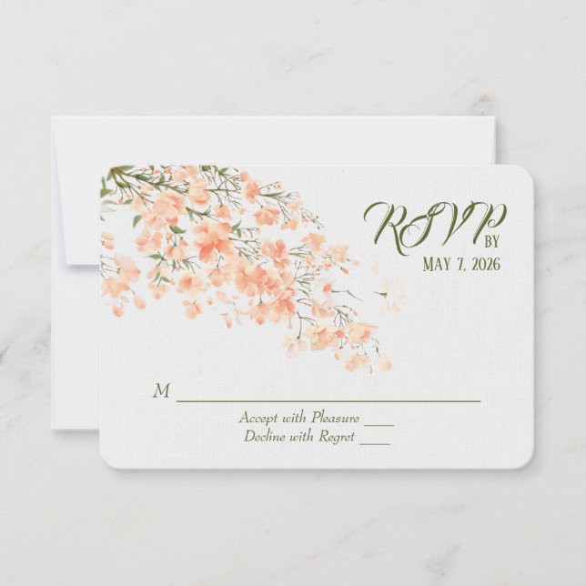 Wedding Peach Blossoms RSVP Card (Front)