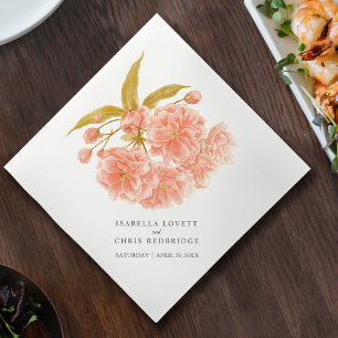 Wedding peach orange blossom floral napkins