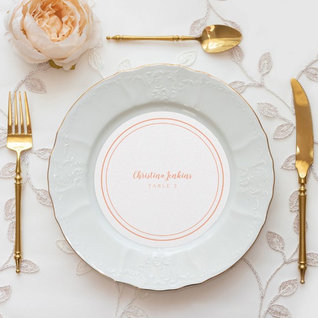 Wedding Peach Round Customised Guest Place Card (Wedding Peach Round Customized Guest Place Card)