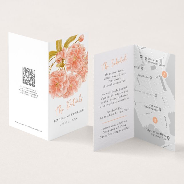 Wedding peach tree blossom event schedule and map (Inside and Outside)