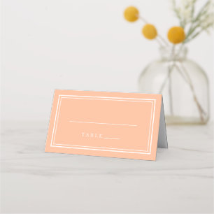 Wedding Peach & White Simple Modern Place Card