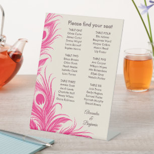 Wedding Peacock Botanical   Pink Couture Pedestal Sign