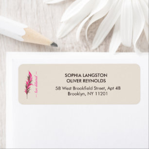 Wedding Peacock Botanical Pink Couture Return Address Label