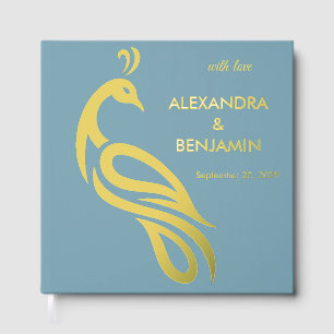 Wedding Peacock Botanical Vintage   Elegant Foil  Guest Book