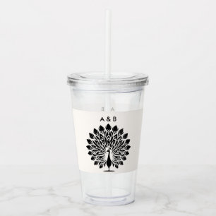 Wedding Peacock Botanical Vintage  Timeless Etched Acrylic Tumbler