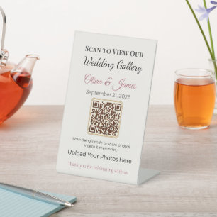 Wedding Pedestal Sign   Elegant QR Display