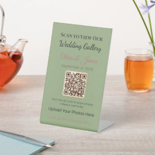 Wedding Pedestal Sign   Elegant QR Display