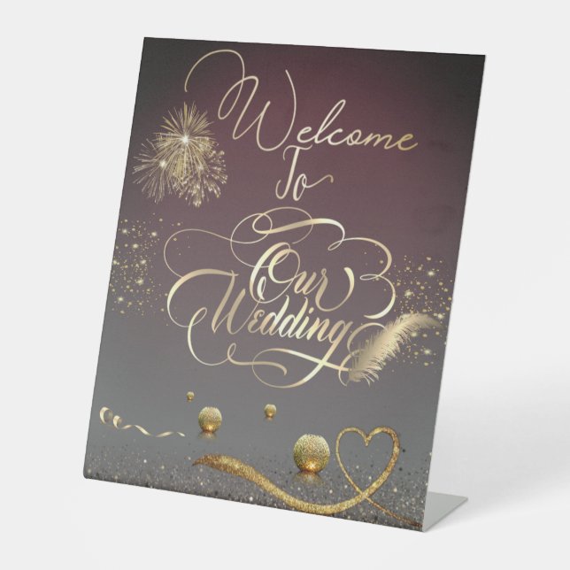 Wedding Pedestal Sign with Candles (Front)